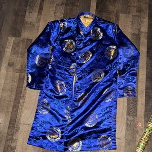 Stunning Blue & Gold Chinese Traditional Men's JacketExcellent Condition,Size 50